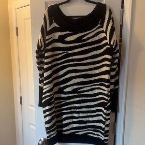 Zebra Print Black and White Sweater Dress